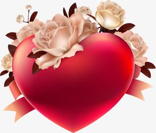 创意合成渐变爱心花朵造型免抠