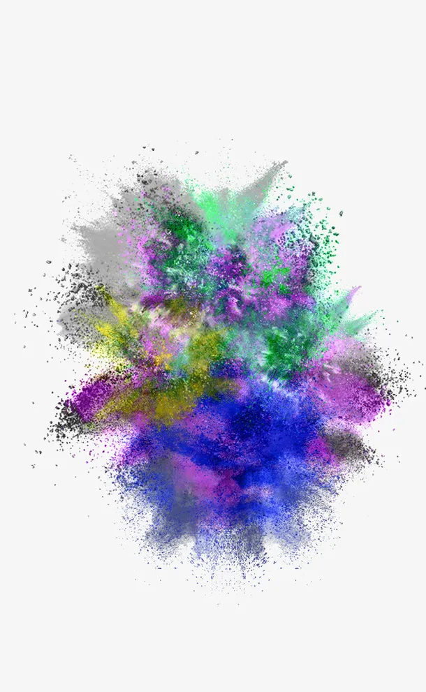 彩色爆炸粉尘PNG免抠