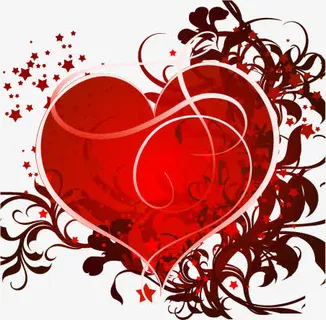 红色心形底纹花纹免抠