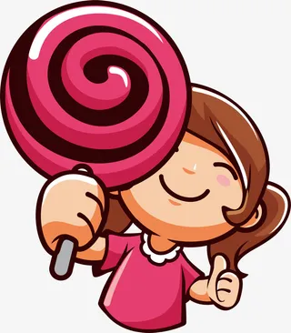 微笑卡通棒棒糖女孩免抠