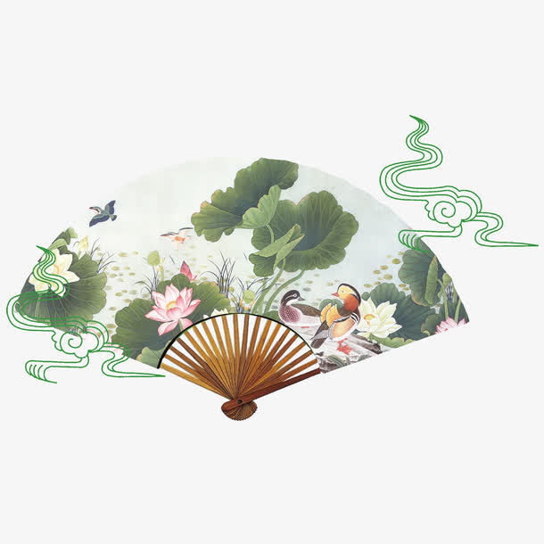 莲花扇子免抠