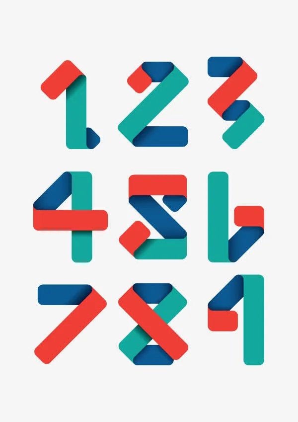 手绘阿拉伯数字12345678免抠字体元素