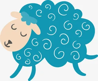 矢量蓝色羊羊素材图免抠