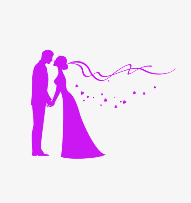 手绘结婚 新娘亲吻新郎免抠