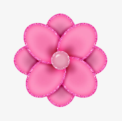 粉红水晶鲜花免抠