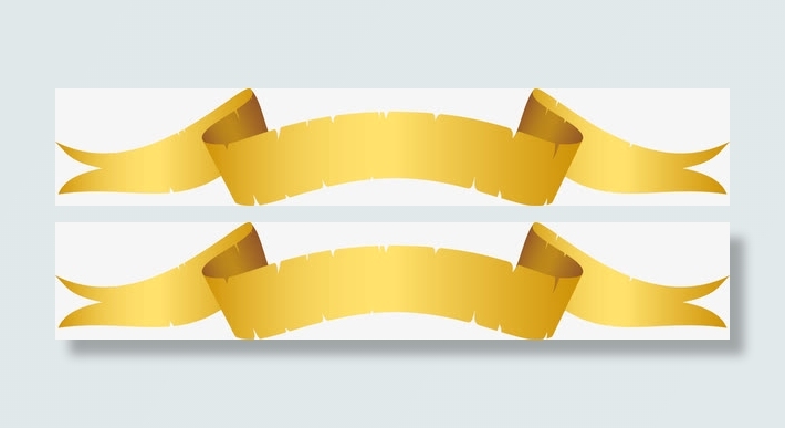 黄色矢量丝带横幅素材免抠