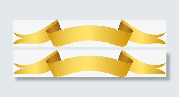 黄色矢量丝带横幅素材免抠