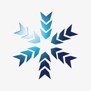 蓝色箭头雪花图案免抠