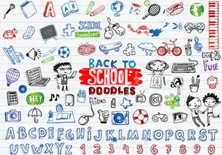 手绘返校元素矢量素材下载,免抠