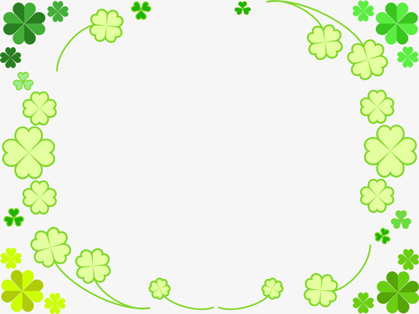绿色春季四叶草框架免抠装饰边框元素