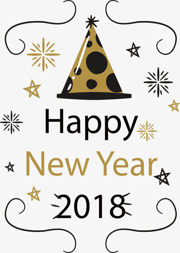 星星花纹新年标签免抠