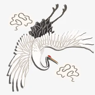 国潮风淡色祥云仙鹤装饰免抠