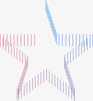 彩色创意不规则五角星免抠