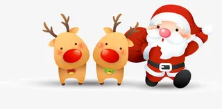 卡通圣诞老人小鹿免抠