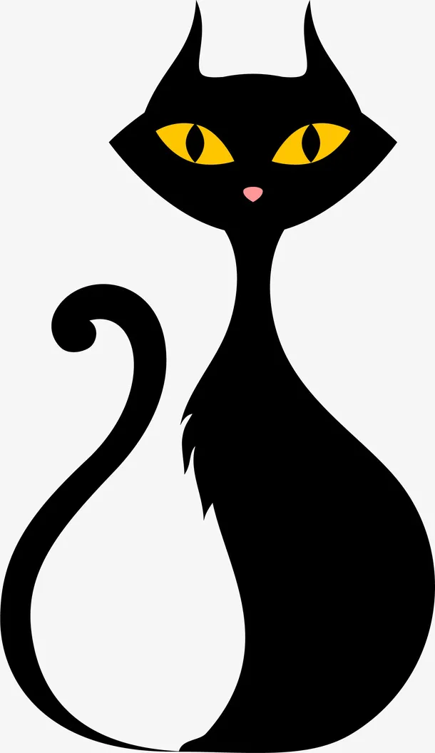 卡通黑色猫咪免抠