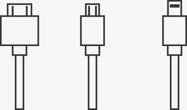 三种规格卡通数据线免抠
