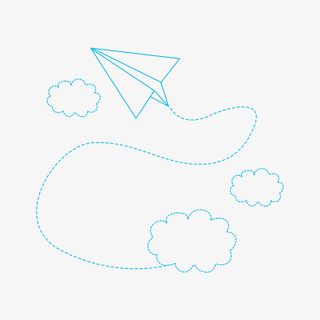 蓝色线条矢量纸飞机免抠PNG素材免抠