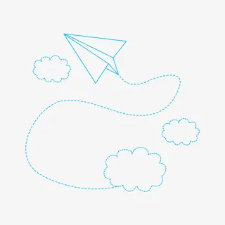 蓝色线条矢量纸飞机免抠PNG素材免抠