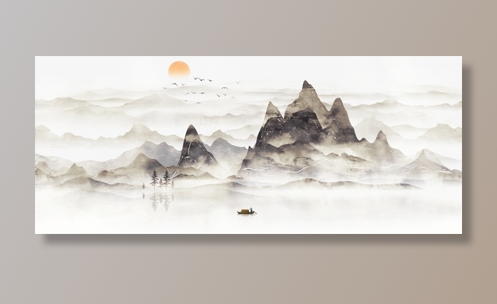 古风山水背景图元素免抠