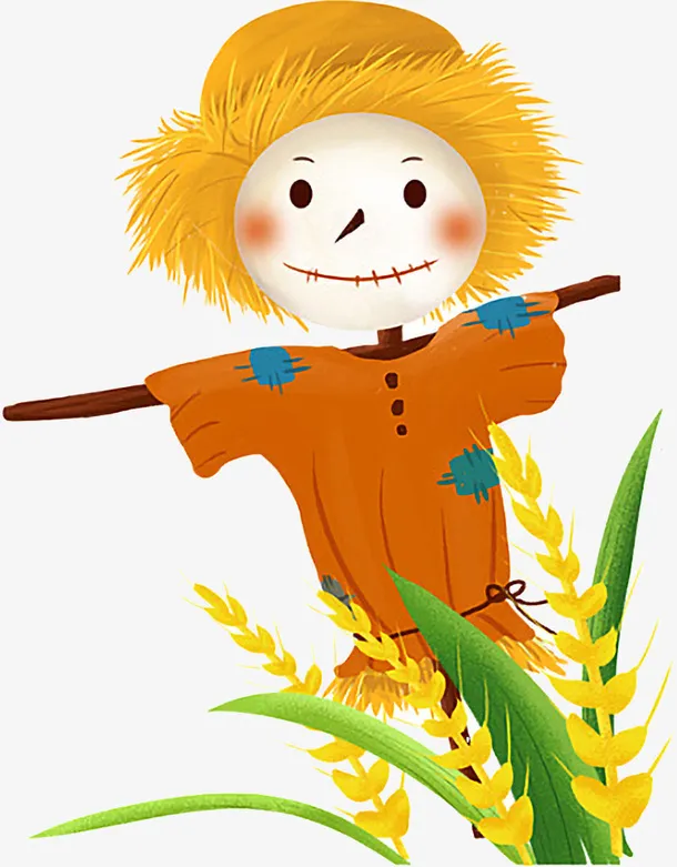 手绘卡通稻草人元素免抠