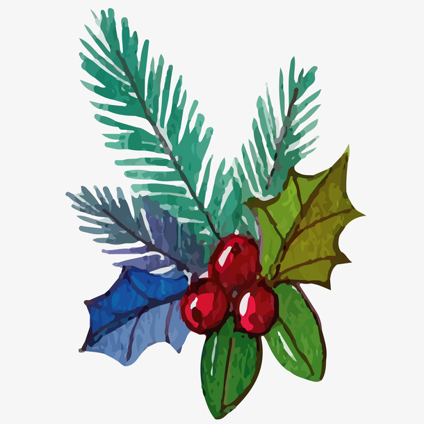 小清新圣诞红果装饰素材免抠