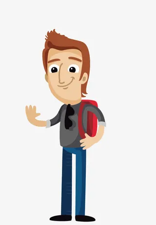 手绘中学学生免抠