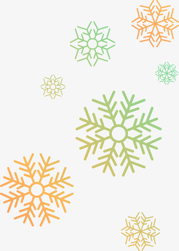 冬天多彩渐变雪花免抠