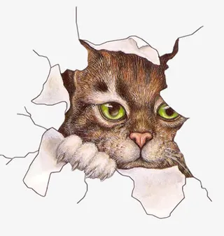 破碎纸张猫头免抠