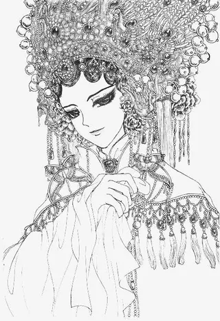 古风戏子凤冠霞帔手绘免抠