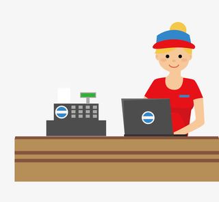 矢量卡通手绘职业人物快餐收银员免抠