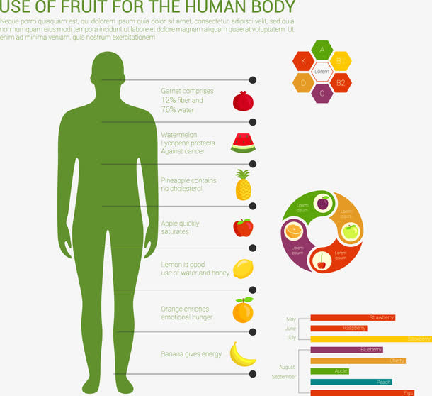 水果用于人体的用途图表矢量素材免抠
