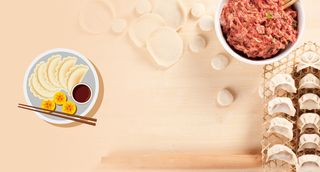 美味鲜美饺子店宣传海报背景素材高清