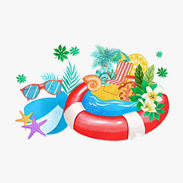 海边的游泳圈免抠