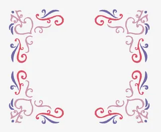 中国风彩色花角边角边框免抠
