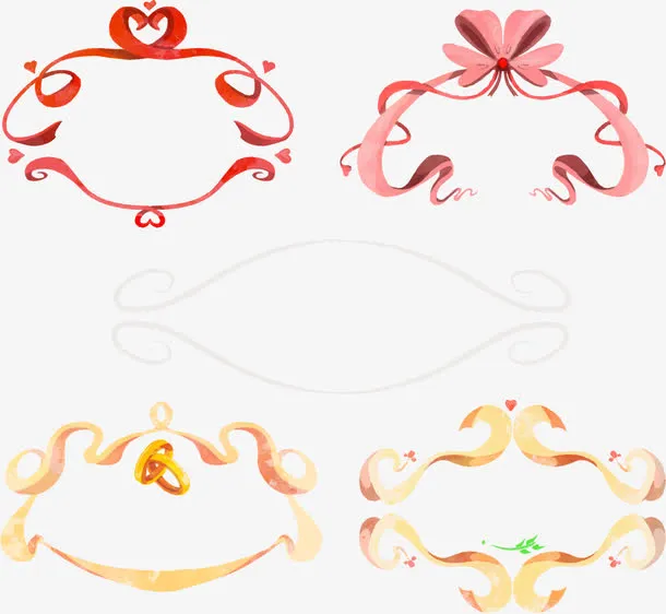 水彩结婚请帖封面免抠