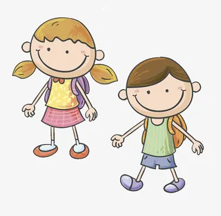 简笔人物插图背书包的学生免抠