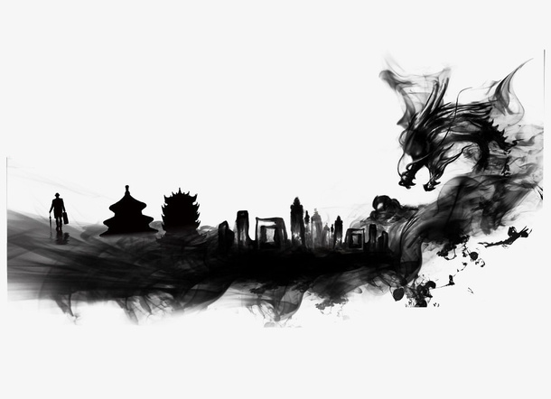 黑色祥龙免抠