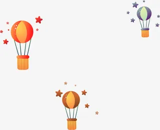 卡通手绘热气球免抠