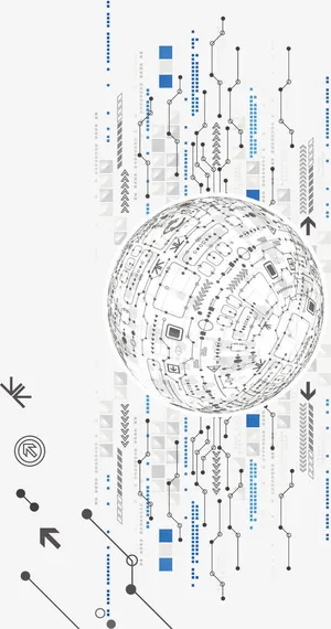 黑色卡通圆形线路图免抠