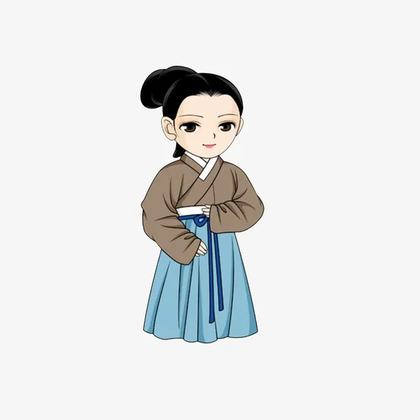 卡通明朝普通女子服饰素材免抠