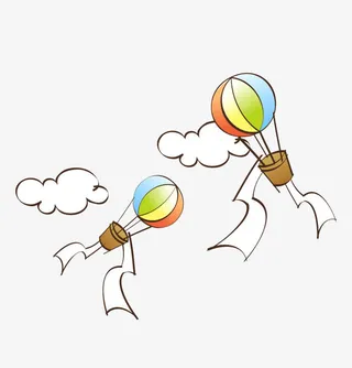 卡通热气球免抠