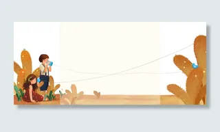 黄色手绘卡通仙人掌海报banner高清