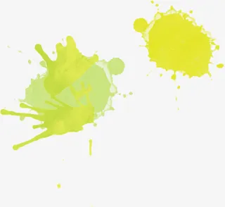 春天黄绿色飞溅墨迹装饰免抠