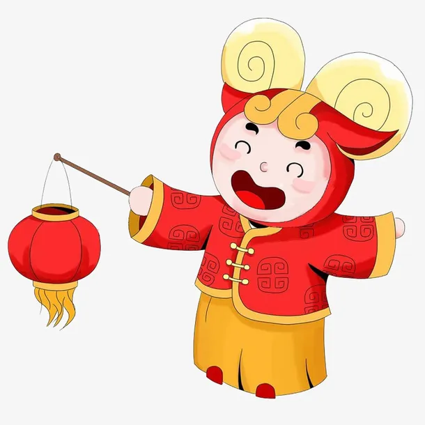 中国风提着灯笼的男孩免抠图免抠
