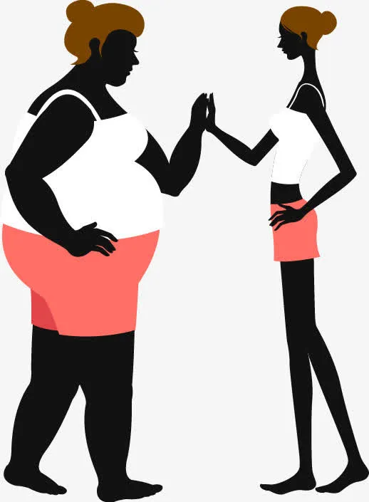 胖女人和苗条女人矢量素材免抠