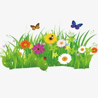 花草迎来春天的气息免抠手绘/卡通卡通元素