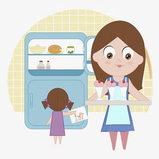 一位母亲在变相的教孩子打扫卫生免抠