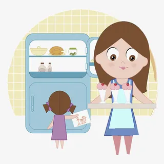 一位母亲在变相的教孩子打扫卫生免抠