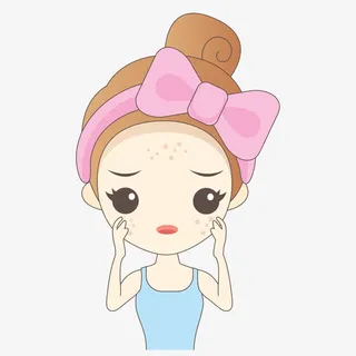 手绘矢量起痘痘难过女生免抠