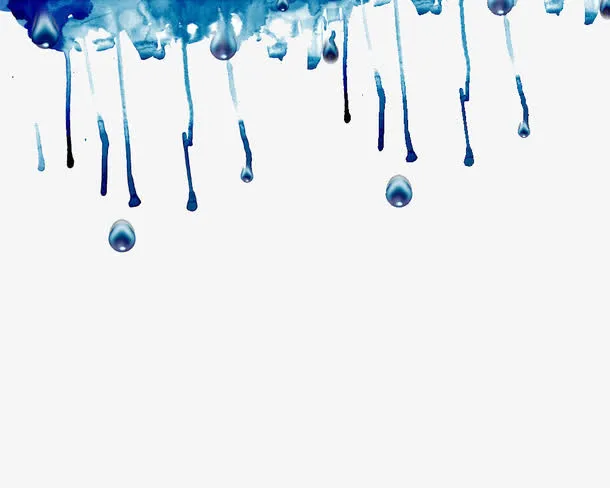 蓝色水渍免抠